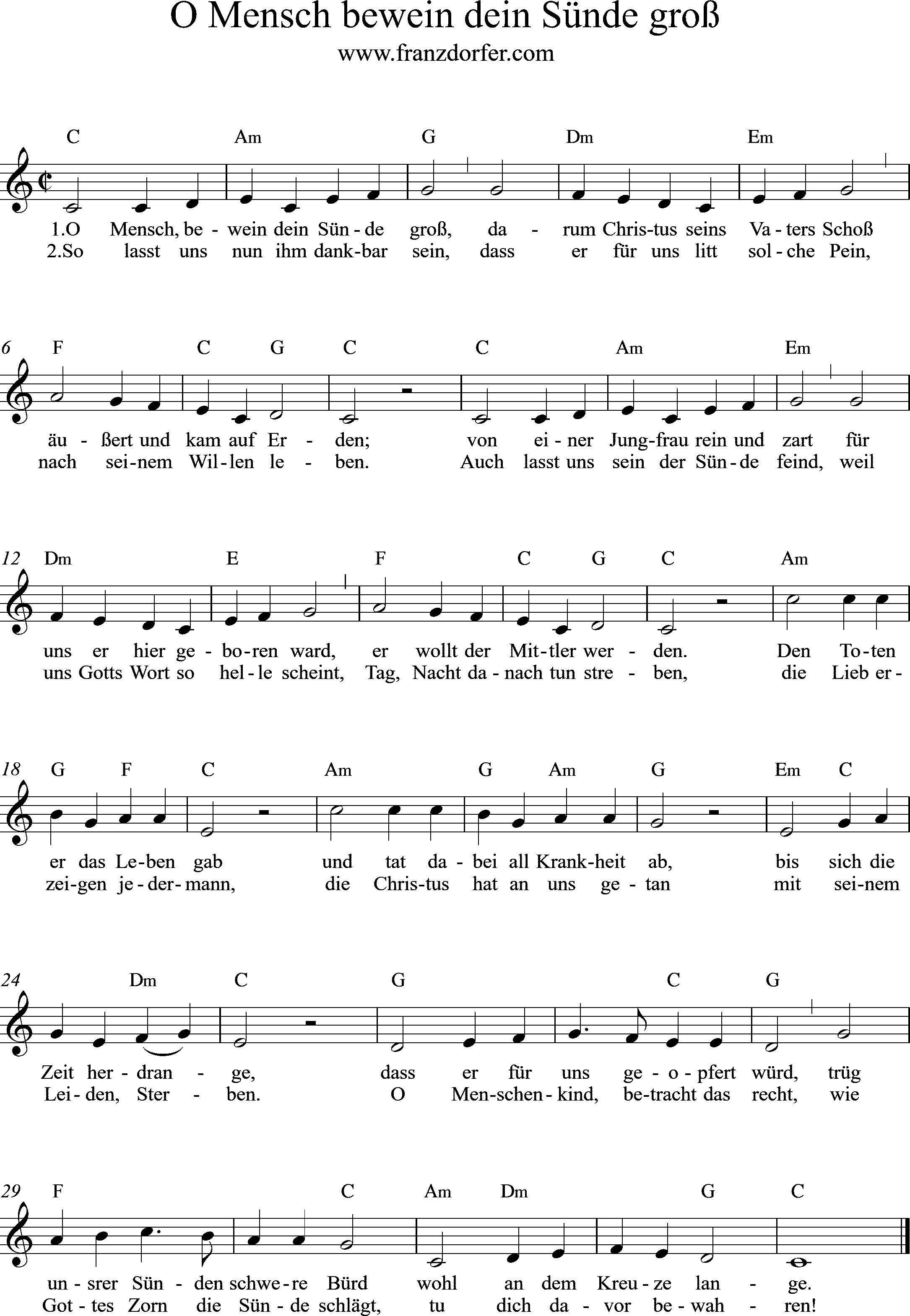 Noten -O Mensch bewein dein Sünde